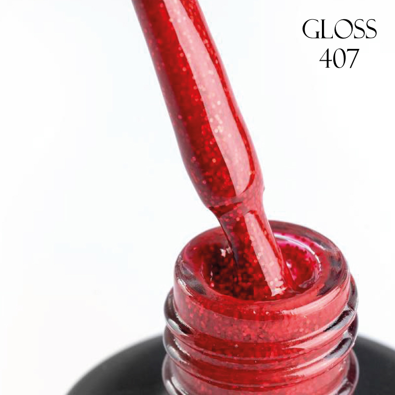 Gel polish GLOSS 407 (red with micro-shine), 11 ml